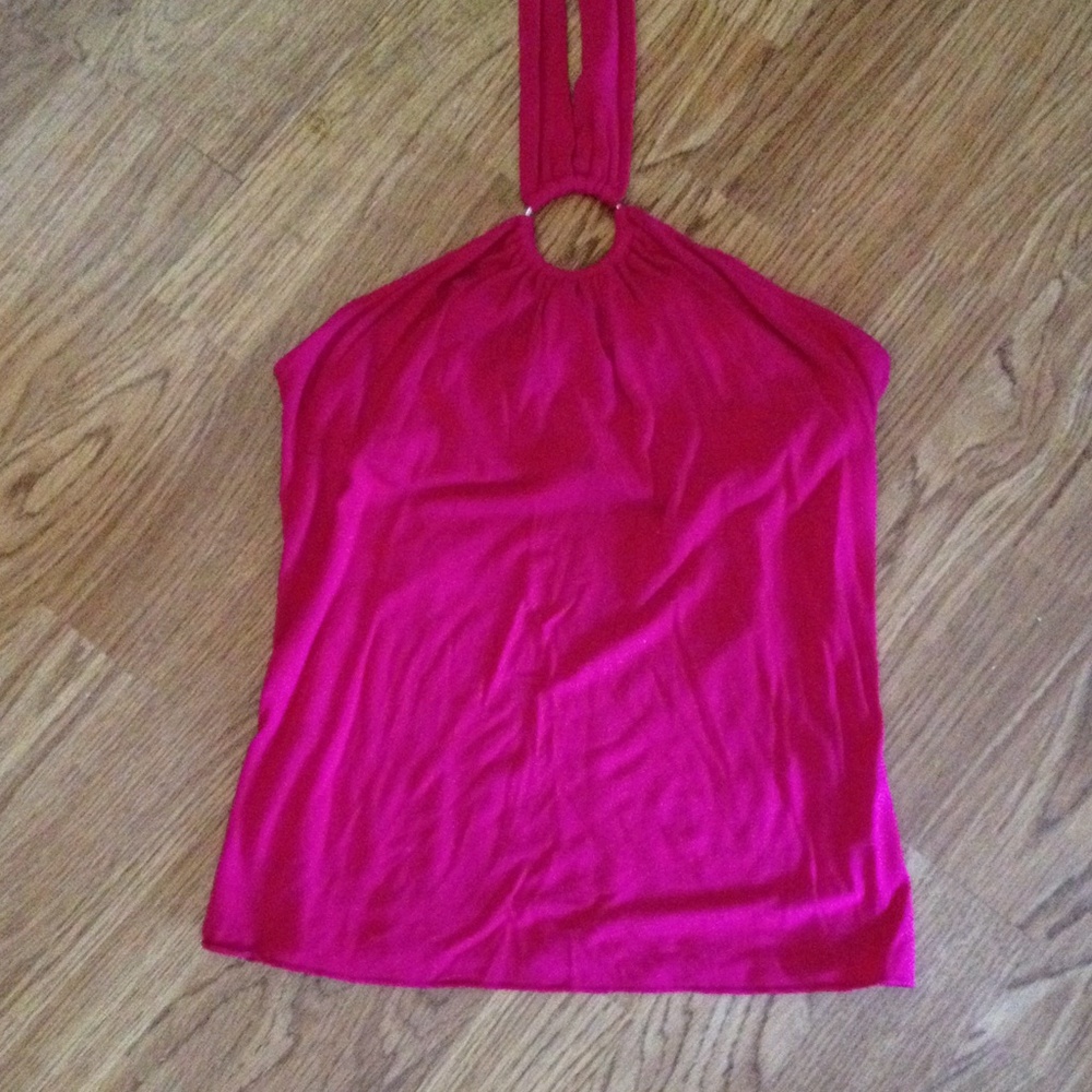 Banana Republic Hot Pink Halter Top with Ring Detail Y2K